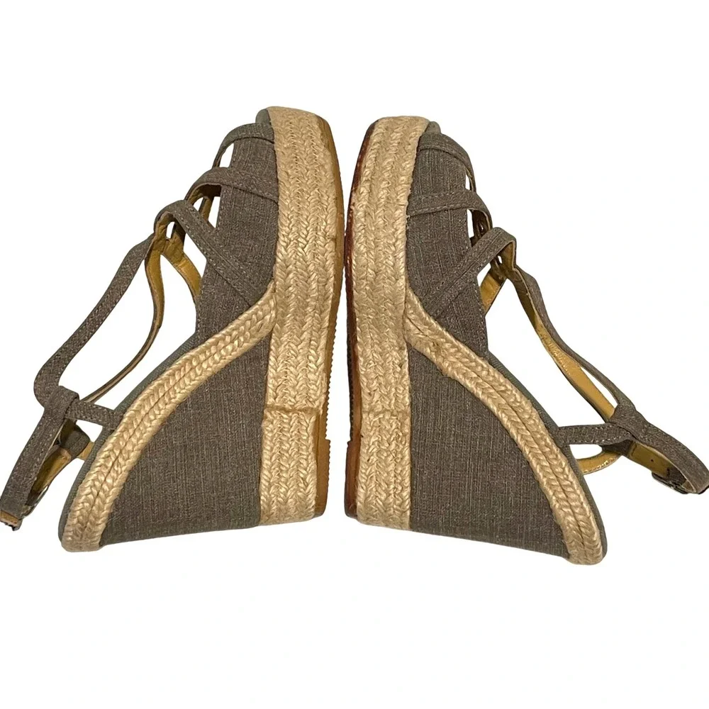 Bettye Muller Espadrille Wedge Sandals‎ Women's 8 Canvas Slingback Made in Spain